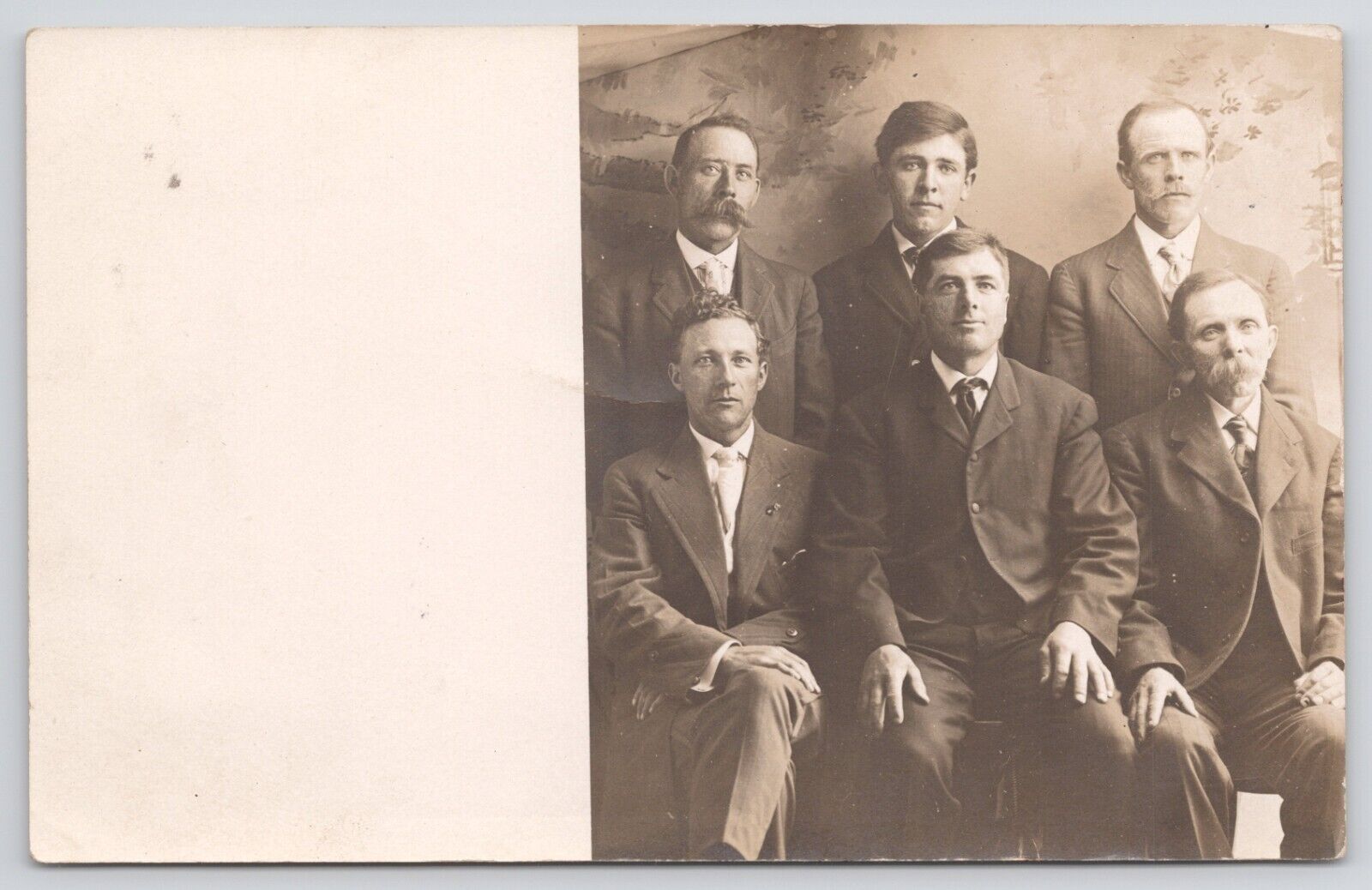 RPPC Six Men Dressed in Suits in Studio c1910 Real Photo Postcard