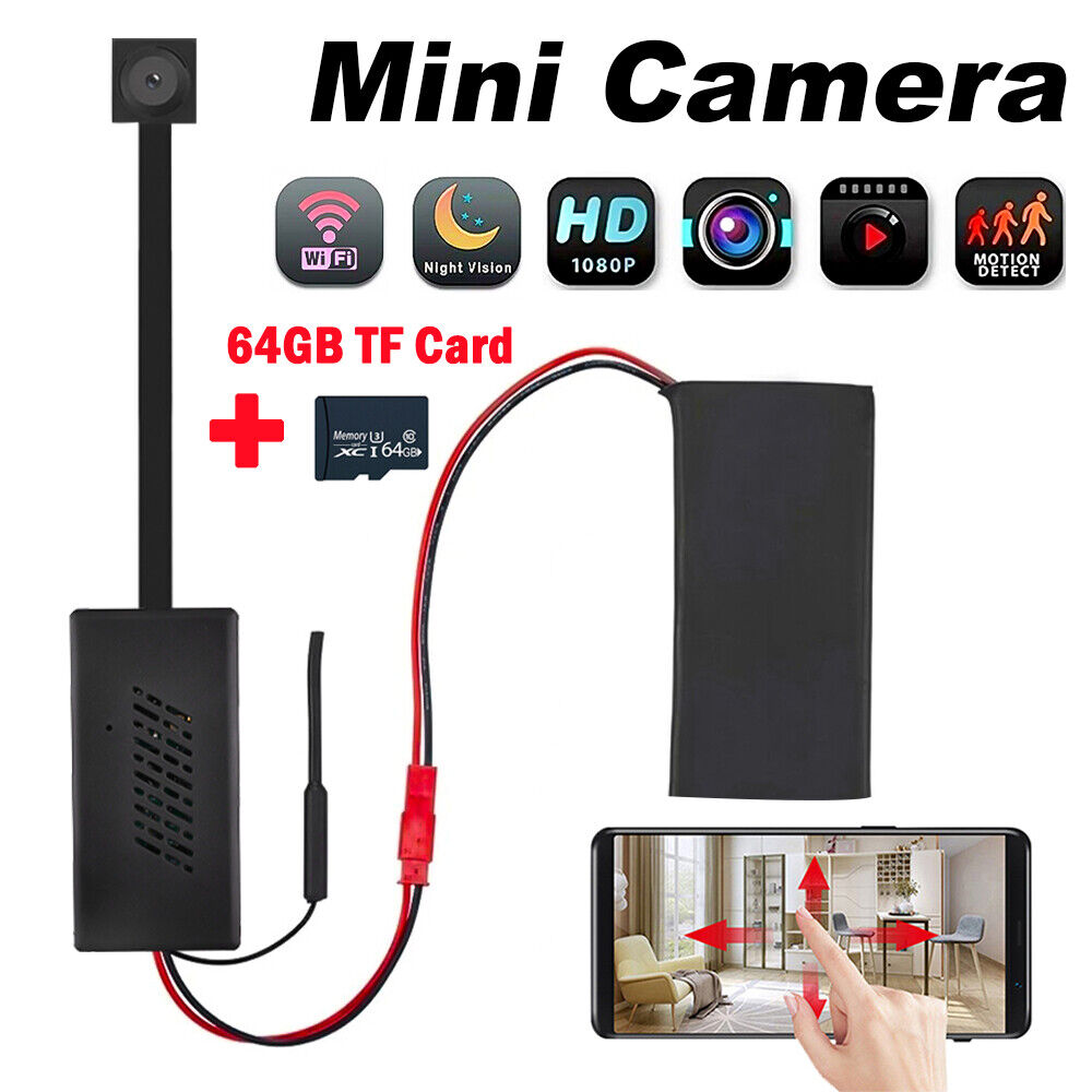 64GB HD 1080P Mini WiFi Camera Module Micro Pinhole DIY Cam Remote View Cam DVR