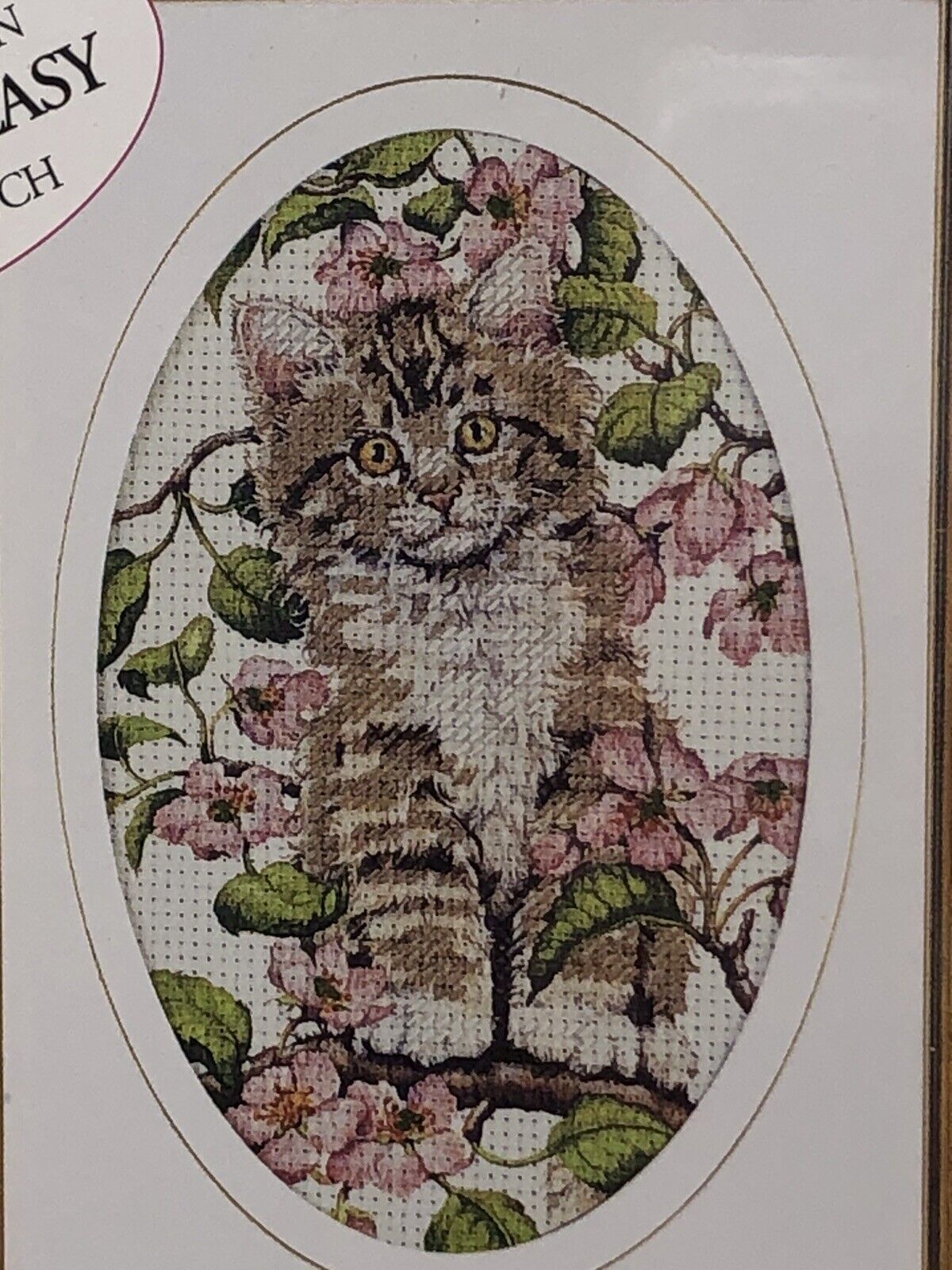 Candamar Designs Kitten #5154 Cross Stitch Pink Blossom c2000 by Abby Laurence