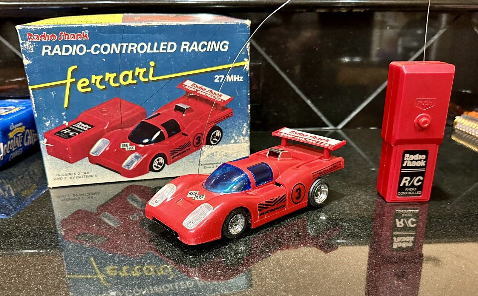 Vintage Radio Shack Radio Controlled Racing Toy Ferrari- WORKS (Please Read)