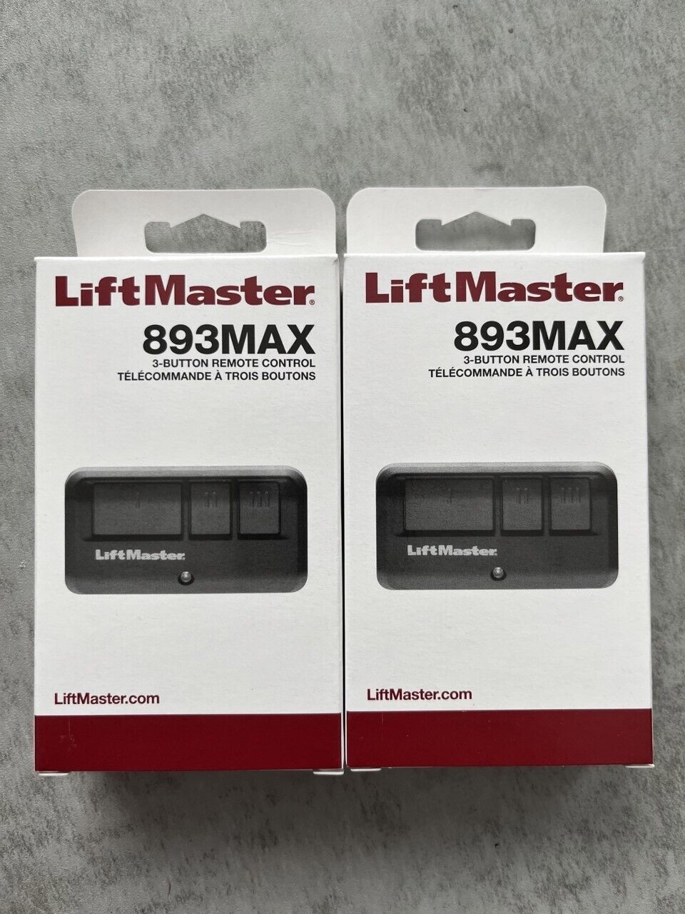 2 pack- Liftmaster 893MAX Universal 3 Button Remote Control Garage Door Opener
