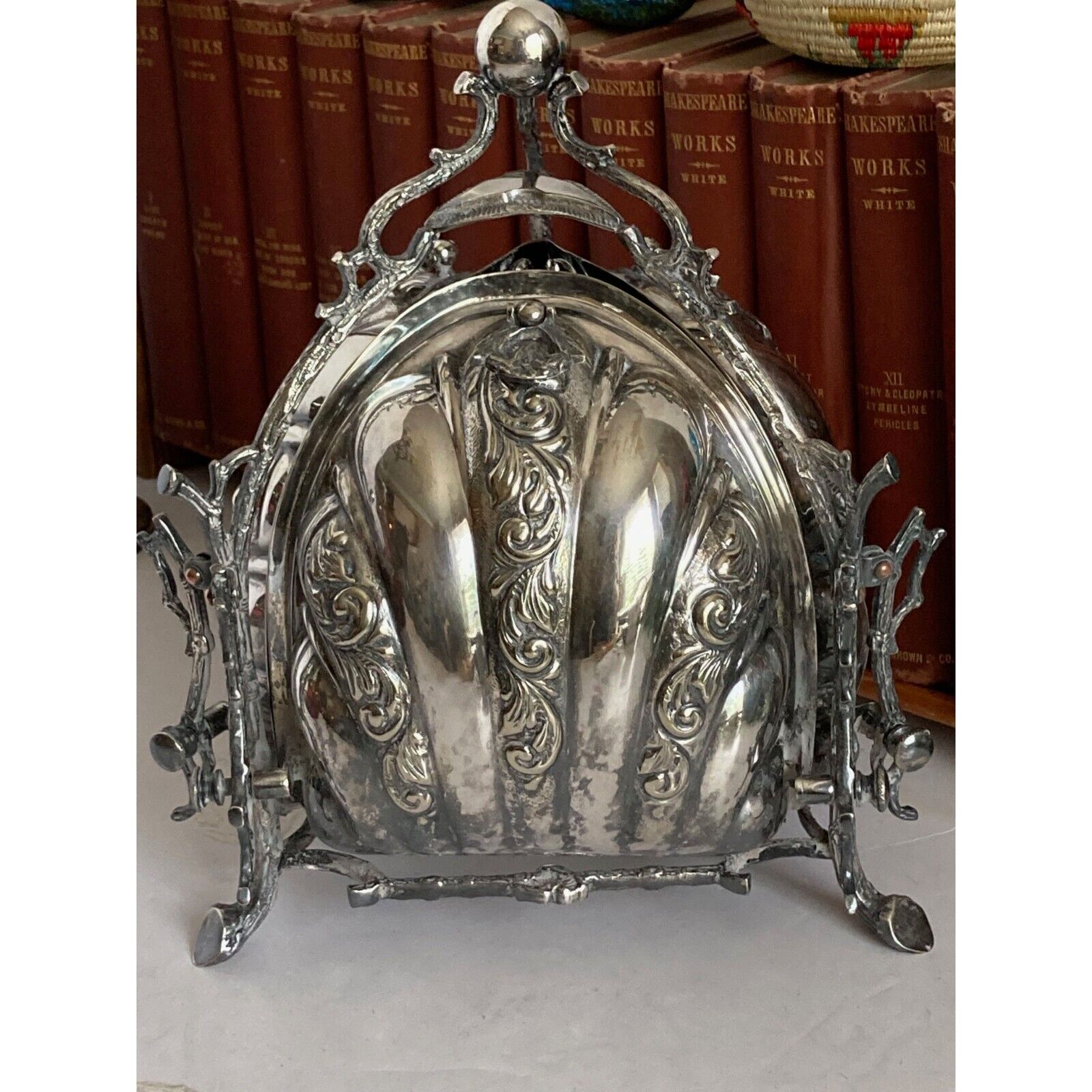 Antique Circa Late 1800\'s • Silver Plated Victorian Bun Warmer • Hand Chased