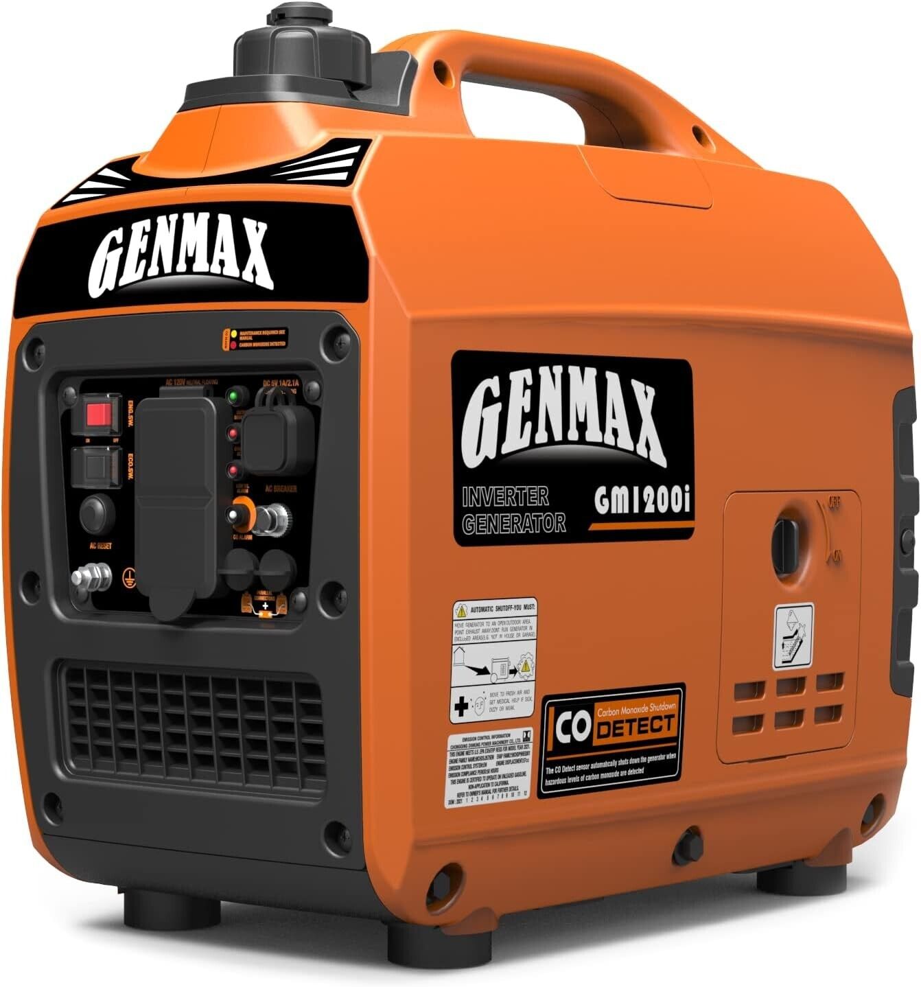GENMAX 1200W Ultra Inverter Generator Portable Quiet Gas Engine EPA Compliant