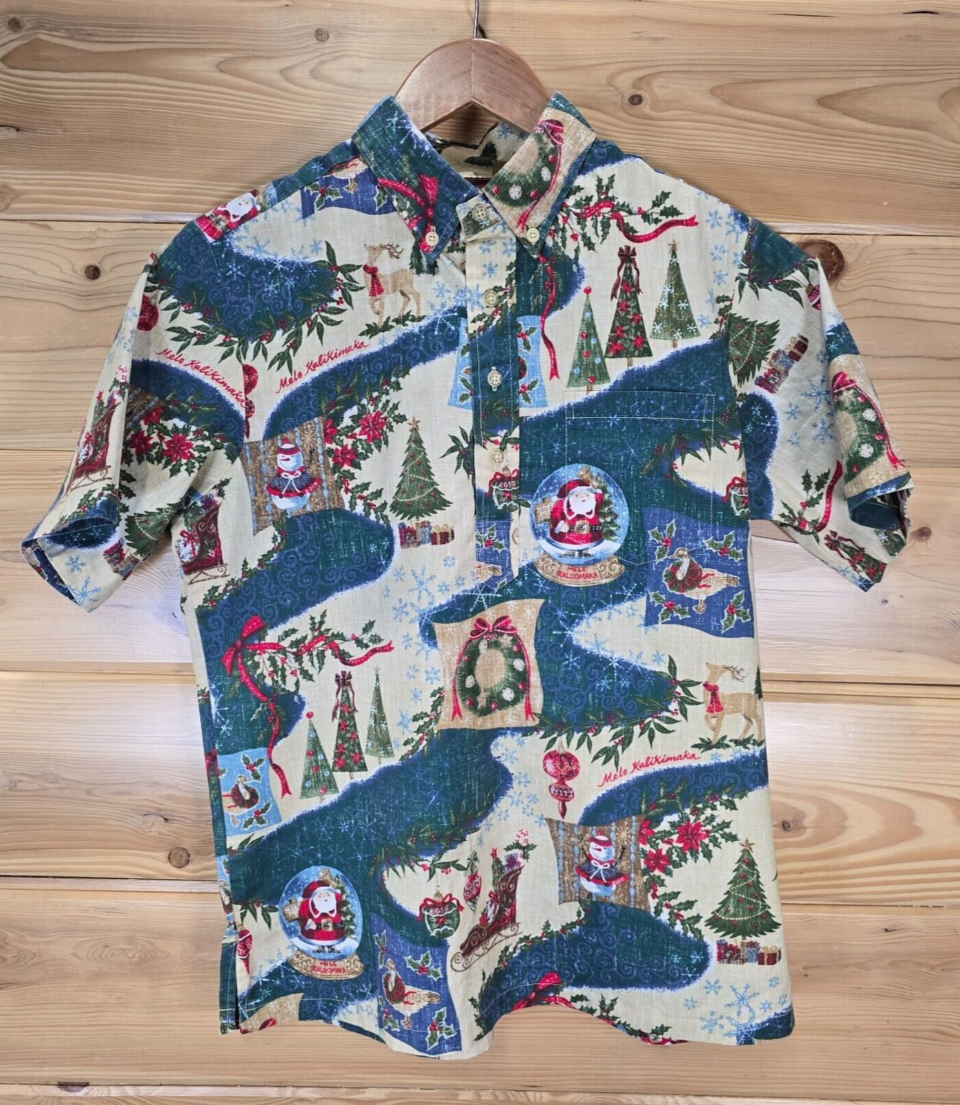 VTG Reyn Spooner Mele Kalikimaka Christmas Hawaiian Shirt Adult Small Youth XL