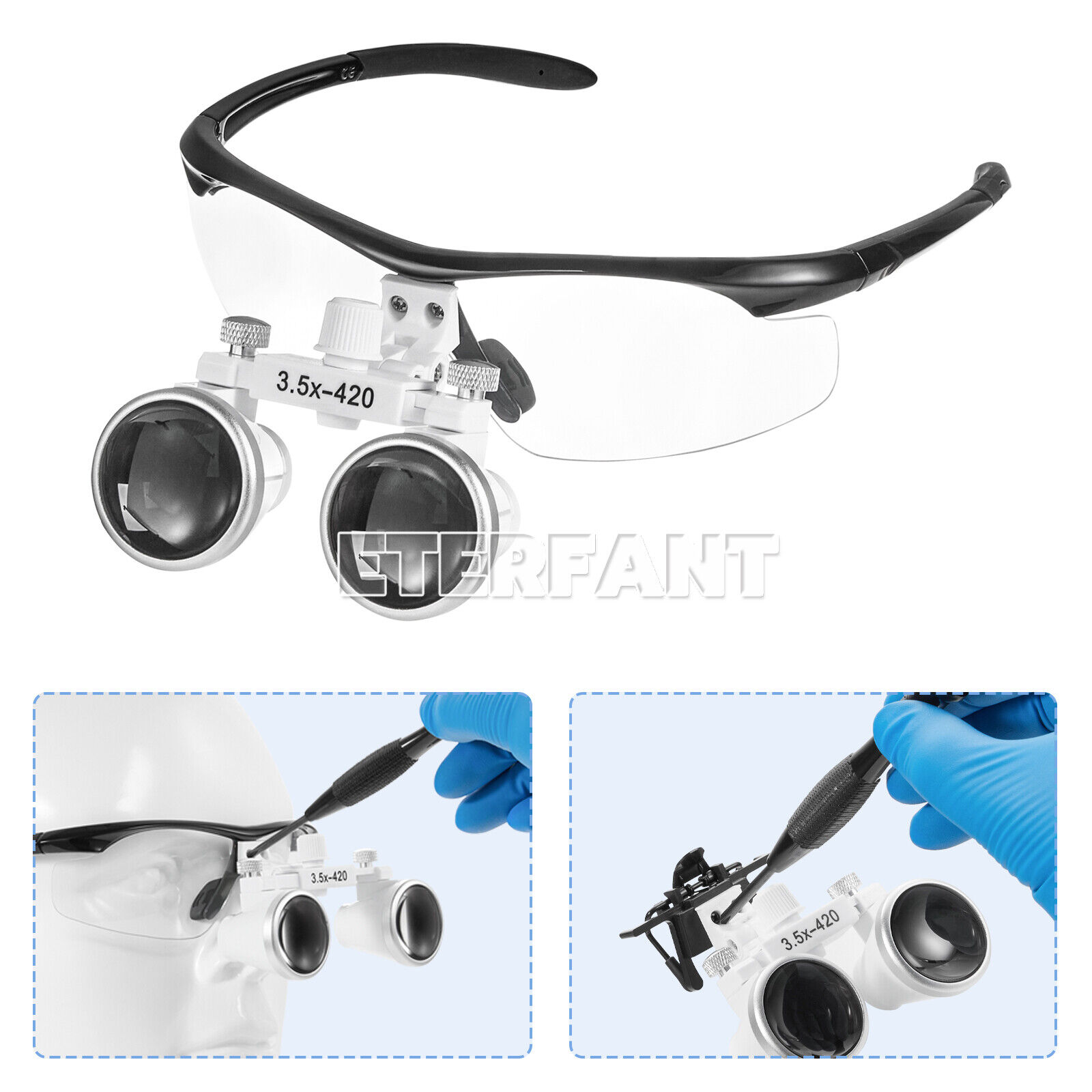 ETERFANT Dental Surgical Binocular Loupes Glasses HD/Optical Lens Magnifier 3.5X