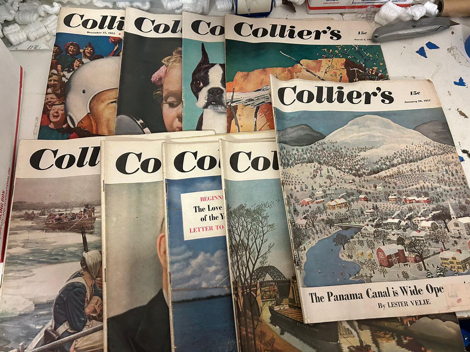 Collier\'s Magazine LOT 9 1951 Stanford Football Hoover Russia Panama Canal ABomb