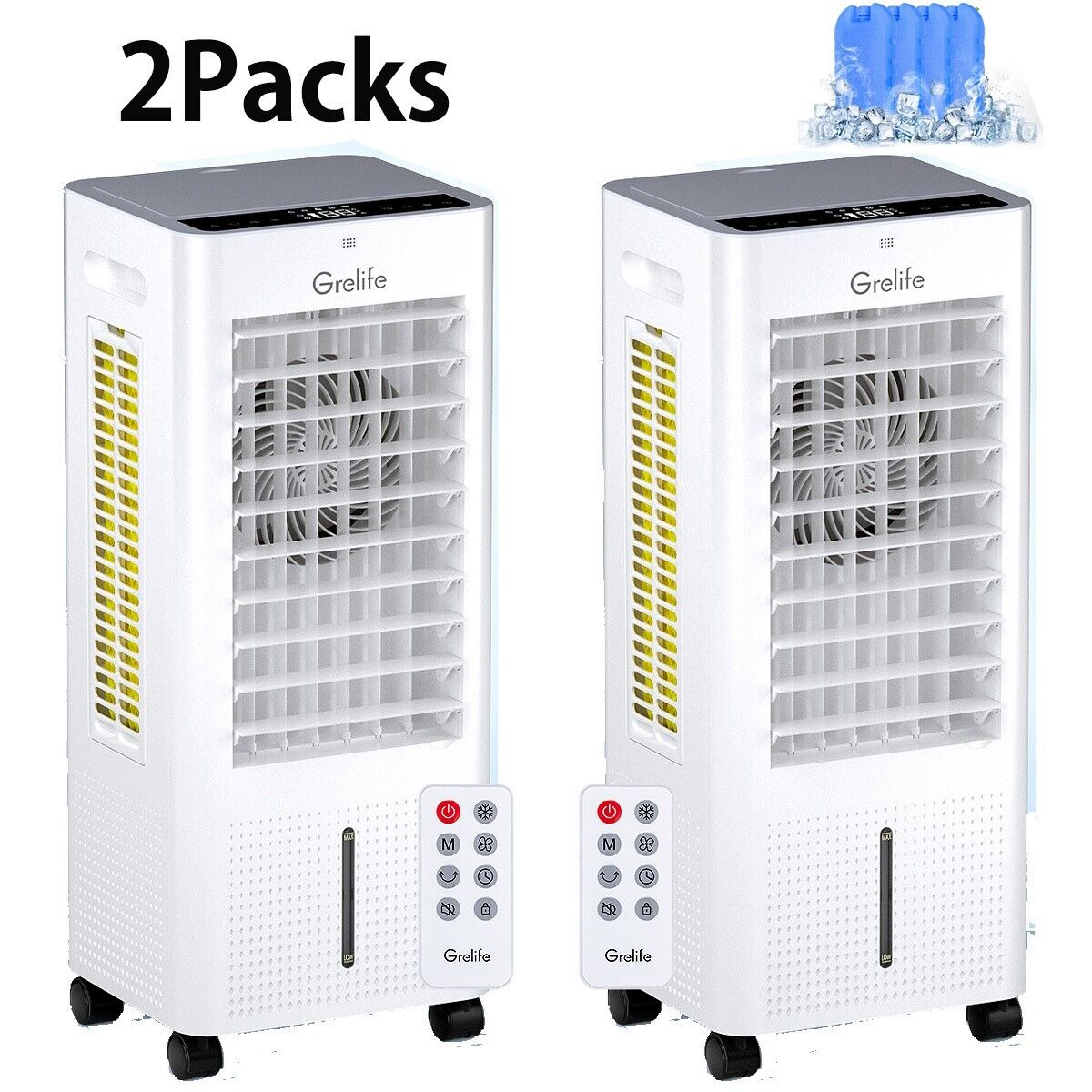 2x Portable Air Cooler Evaporative Tower Fan Ice Cooling Remote Living Room
