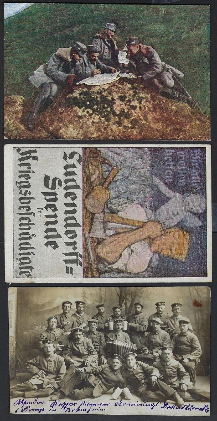 GERMANY 1915 WORLD WAR I THREE POST CARDS INCLUDING TWO REAL PHOTO CARDS OF SOLD