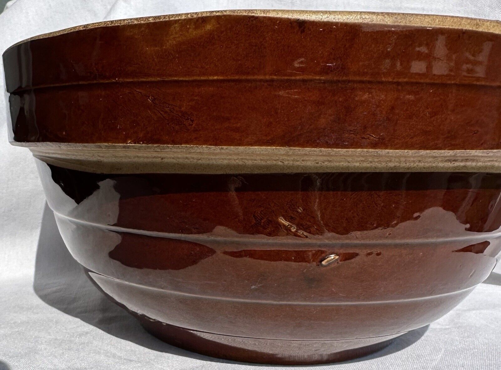 Western Stoneware Company Ribbed Bowl Circa early 1900\'s Warm Colorado Brown