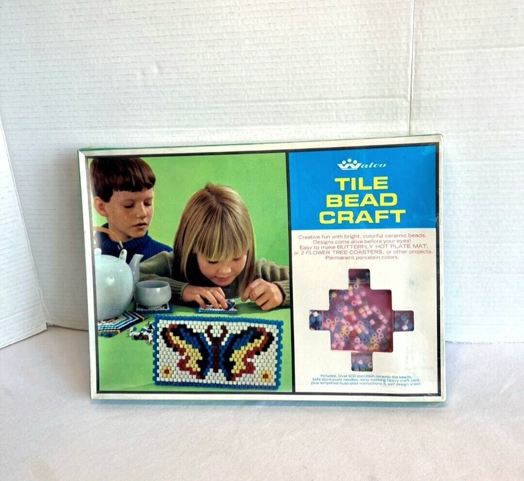 Walco Craft Kit Tile Bead Craft Porcelain Ceramic Beads Vintage - Sealed 
