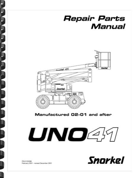 SNORKEL UNO-41 Articulating Boom Lift 2001 And After REPAIR PARTS MANUAL