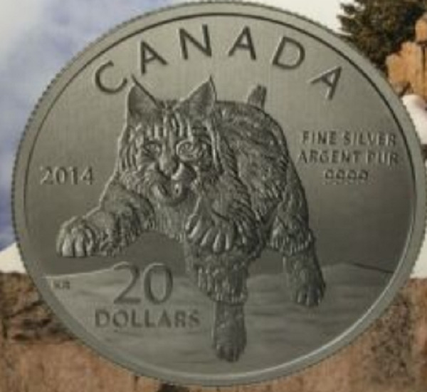 2014 Canada Bobcat Pure Silver 99.99% $20 Coin Original Mint Capsule UNC.