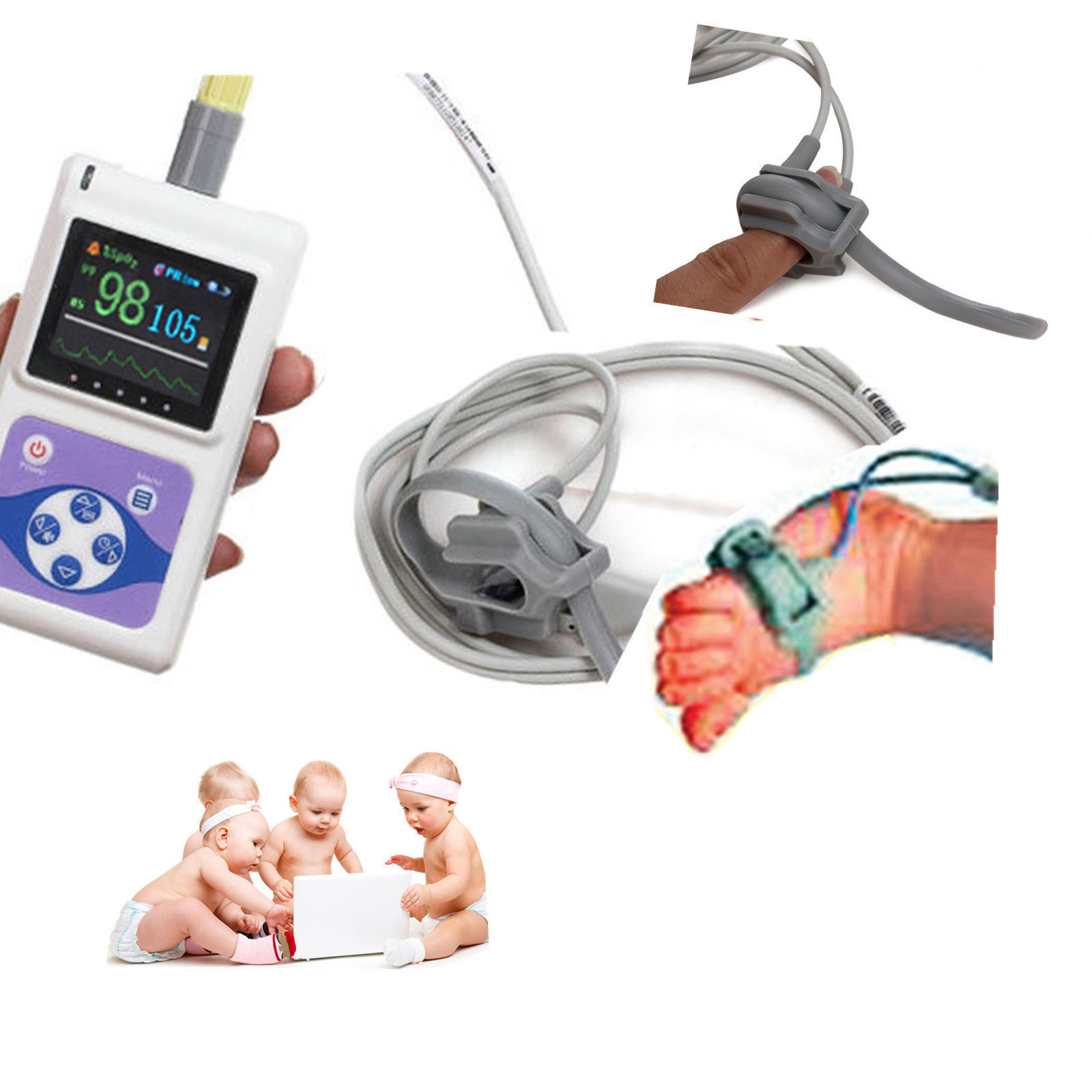 CE FDA Neonatal Infant pediatric Kids New Born Pulse Oximeter Spo2 Monitor USB