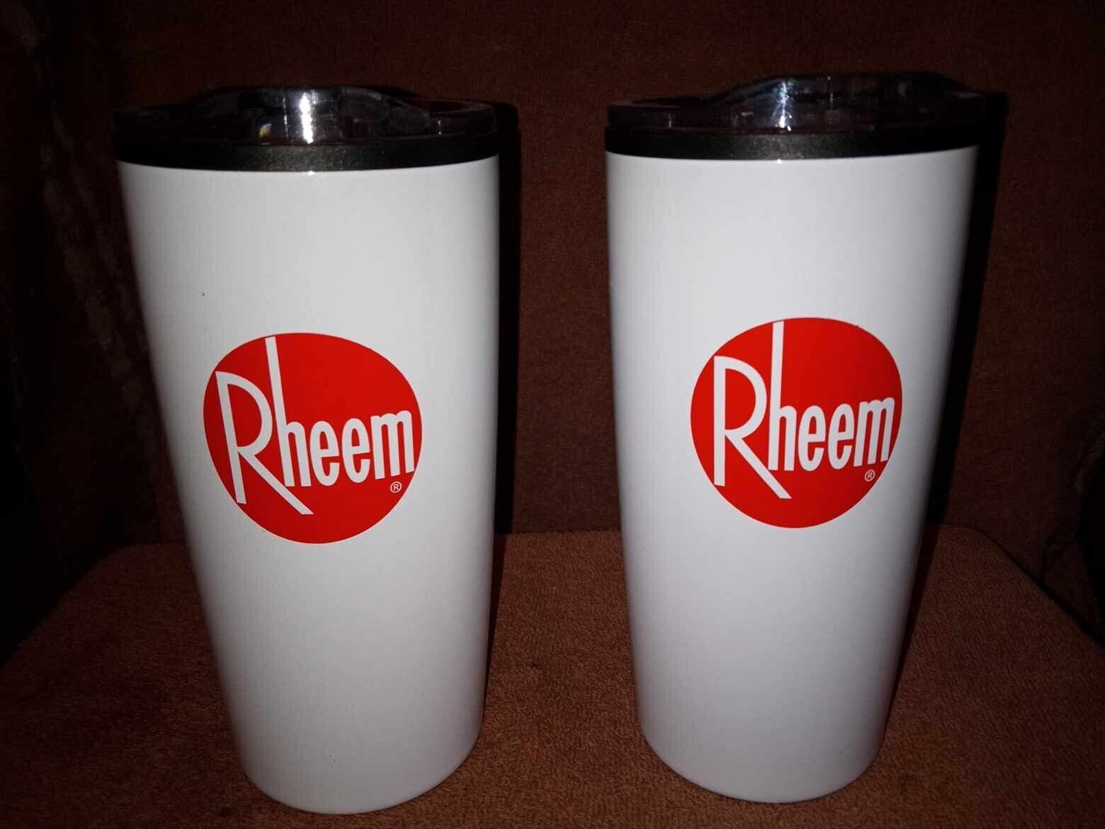Two Rheem Coffee Tumblers New Heating Cooling Advertising