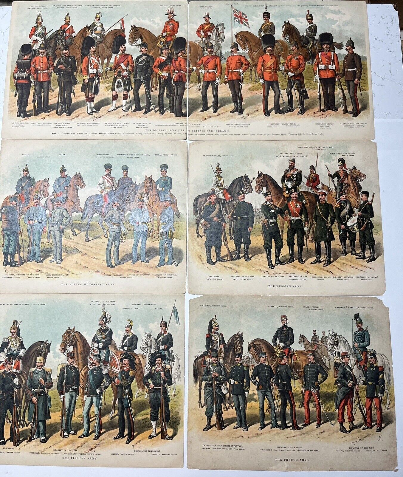 Color Prints Depicting European Armies From The Late 19th Century Pre WWI Era