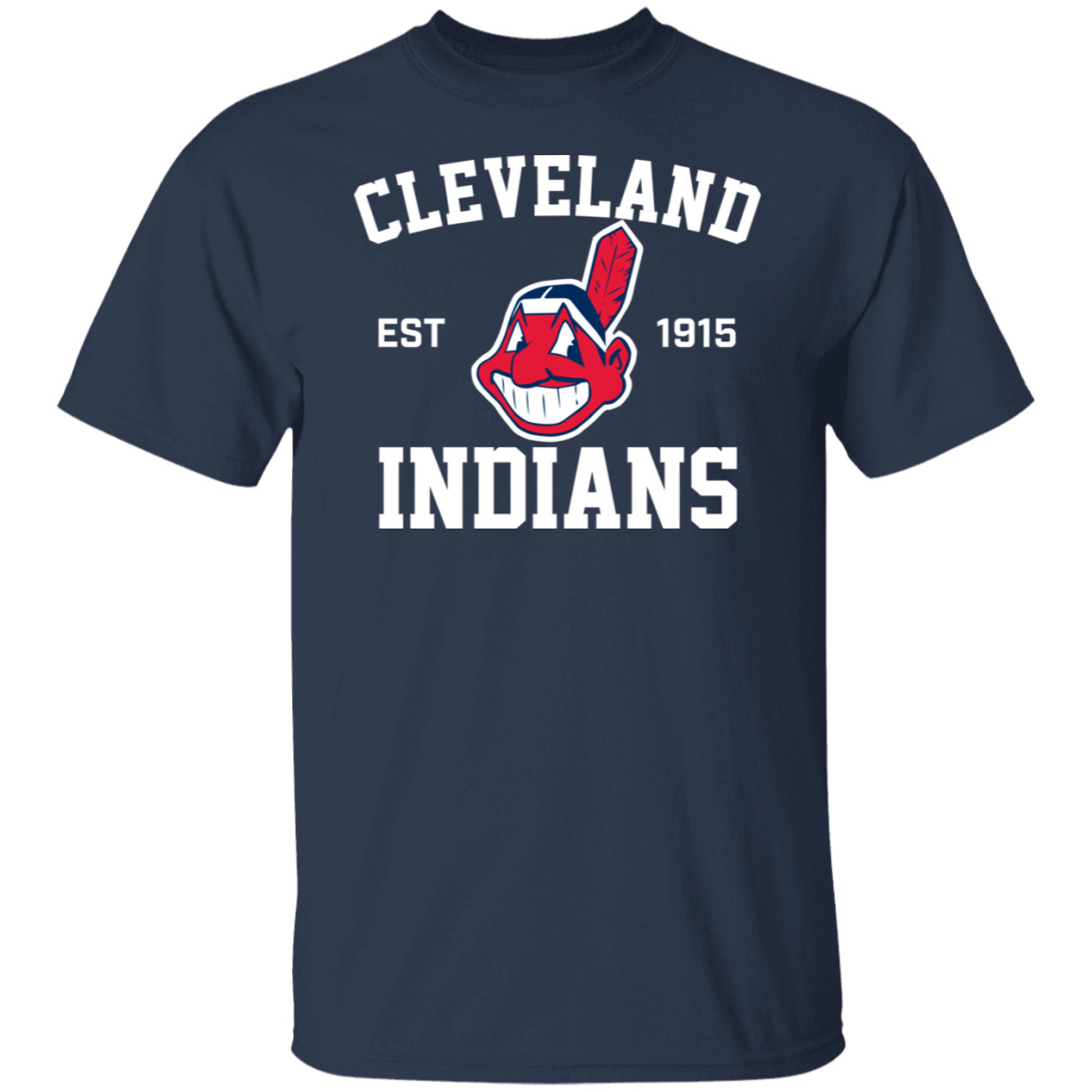 Men's Cleveland Indians Est 1915 Tee Shirt Chief Wahoo Forever Navy tShirt S-5XL