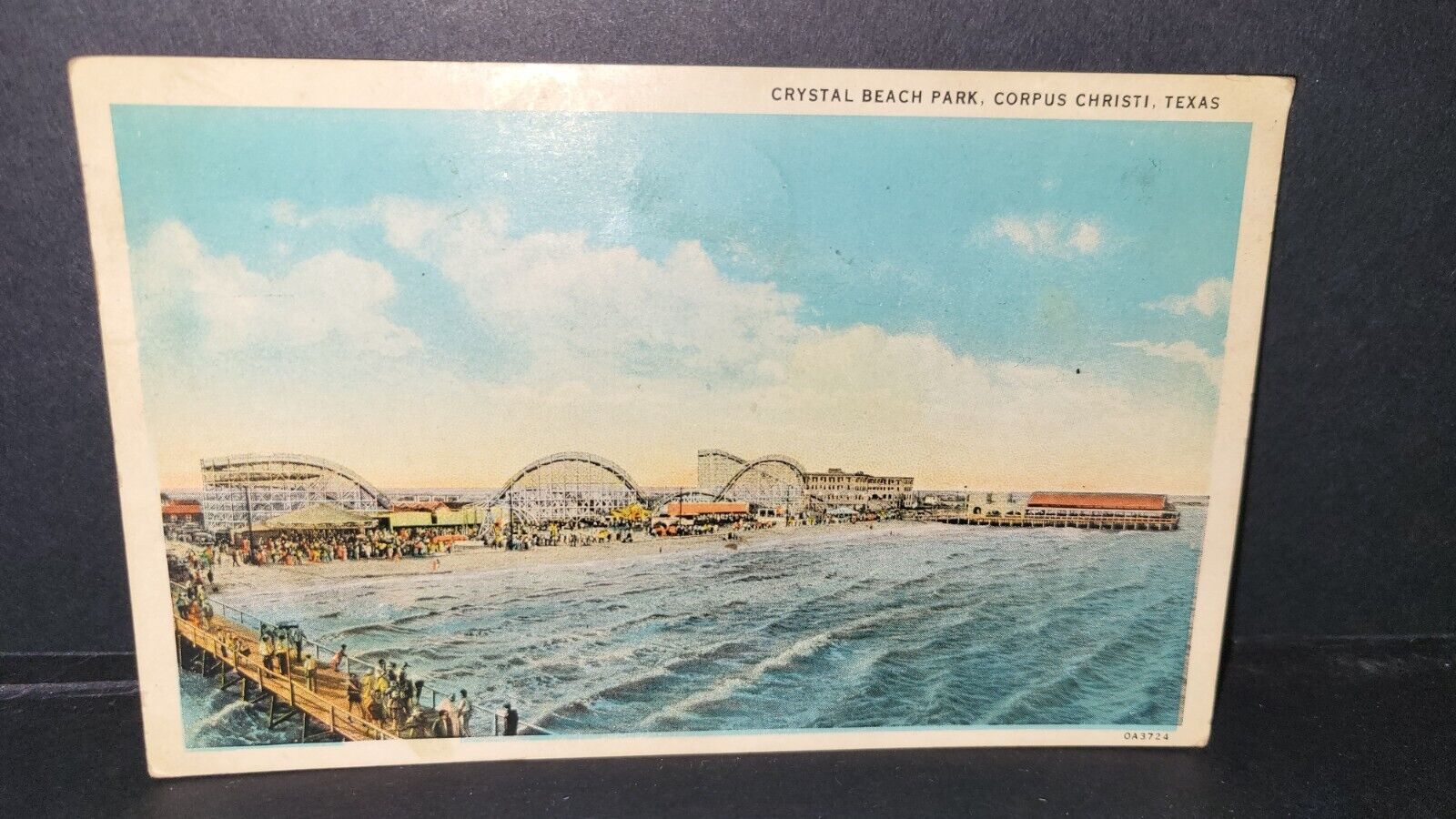 Crystal Beach Park postcard. Corpus Christi, TX.  Coaster, Pier. Postmarked 1931