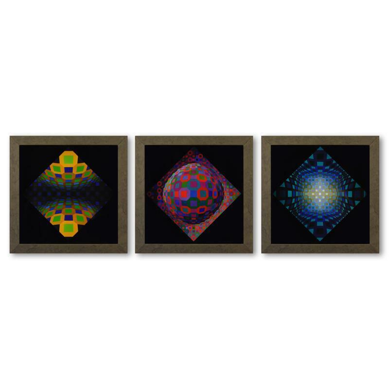 Victor Vasarely (1908-1997) Framed Vintage Geometric Art