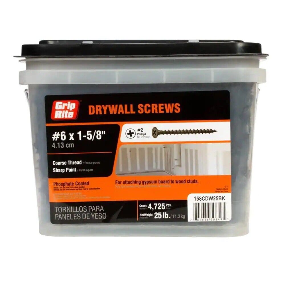 #6 X 1-5/8 In. Bugle-Head Coarse Thread Sharp Point Drywall Screws (25 lbs./Pack