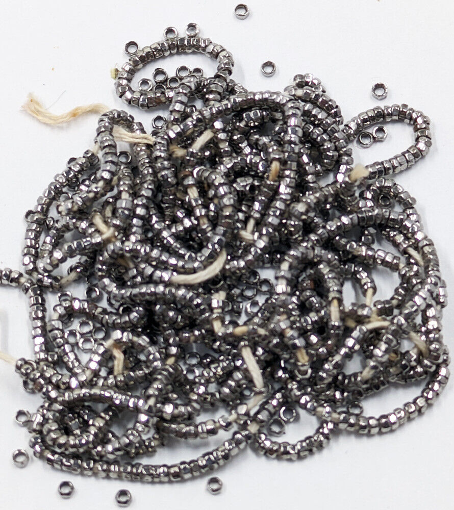 Rare Vintage Antique French Steel Cut Beads Small 26 BPI Bright Clean Cut Hank