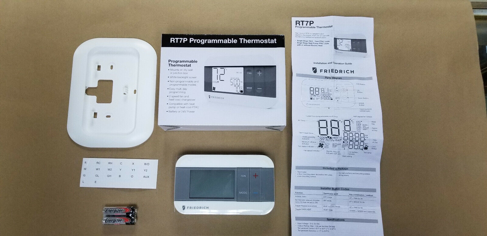  AC Friedrich RT7P programmable Thermostat Air Conditioning.White ,Digital
