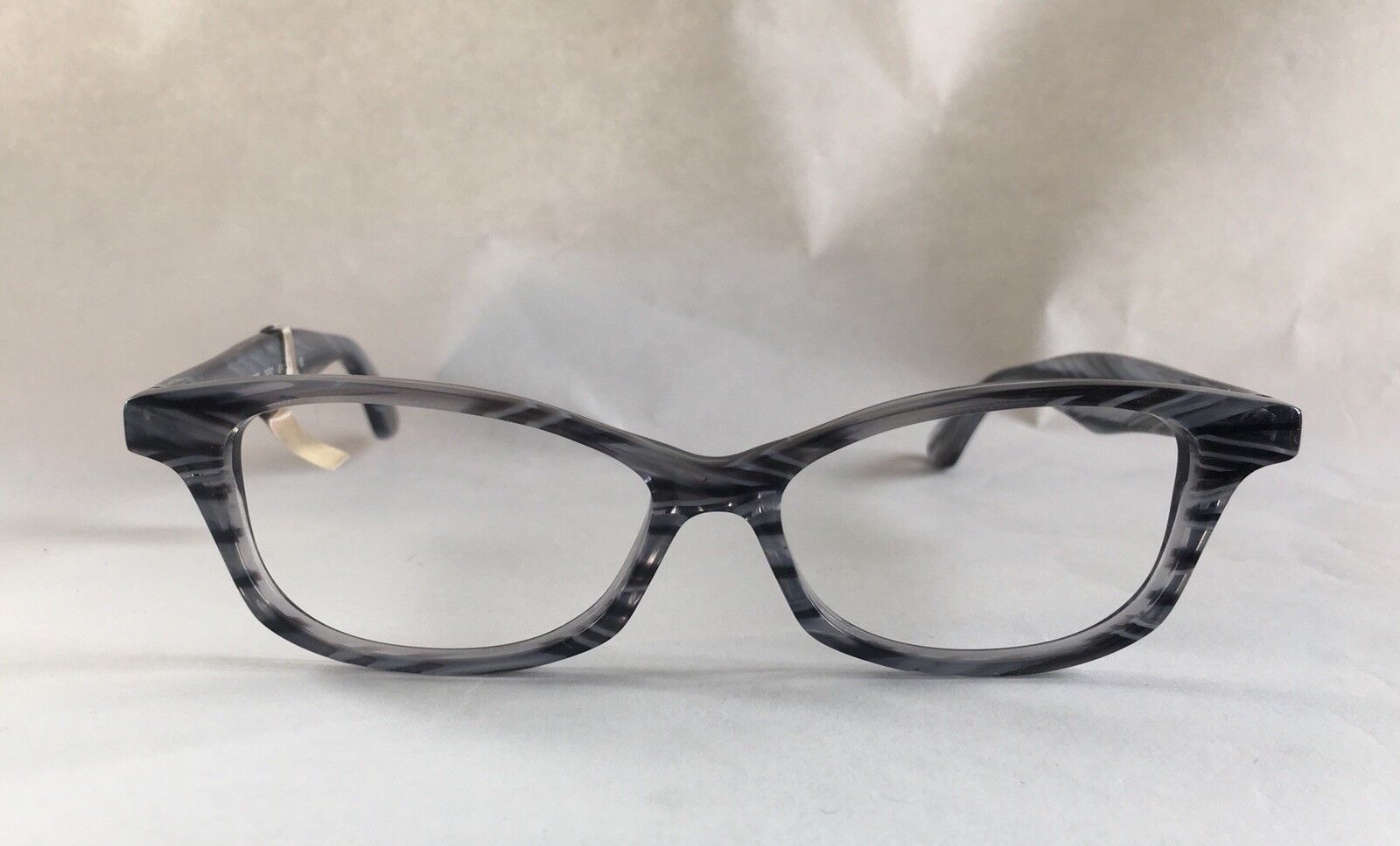 NEW Wissing Handmade Custom Petite Gray Cat Eye Striped Eyeglasses Frames $360