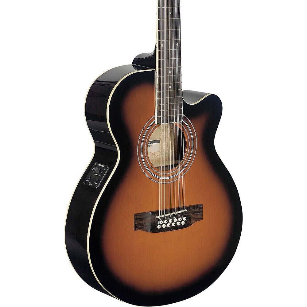 Stagg Mini-Jumbo Electro-Acoustic Cutaway 12-String Concert Guitar 3-Color Burst
