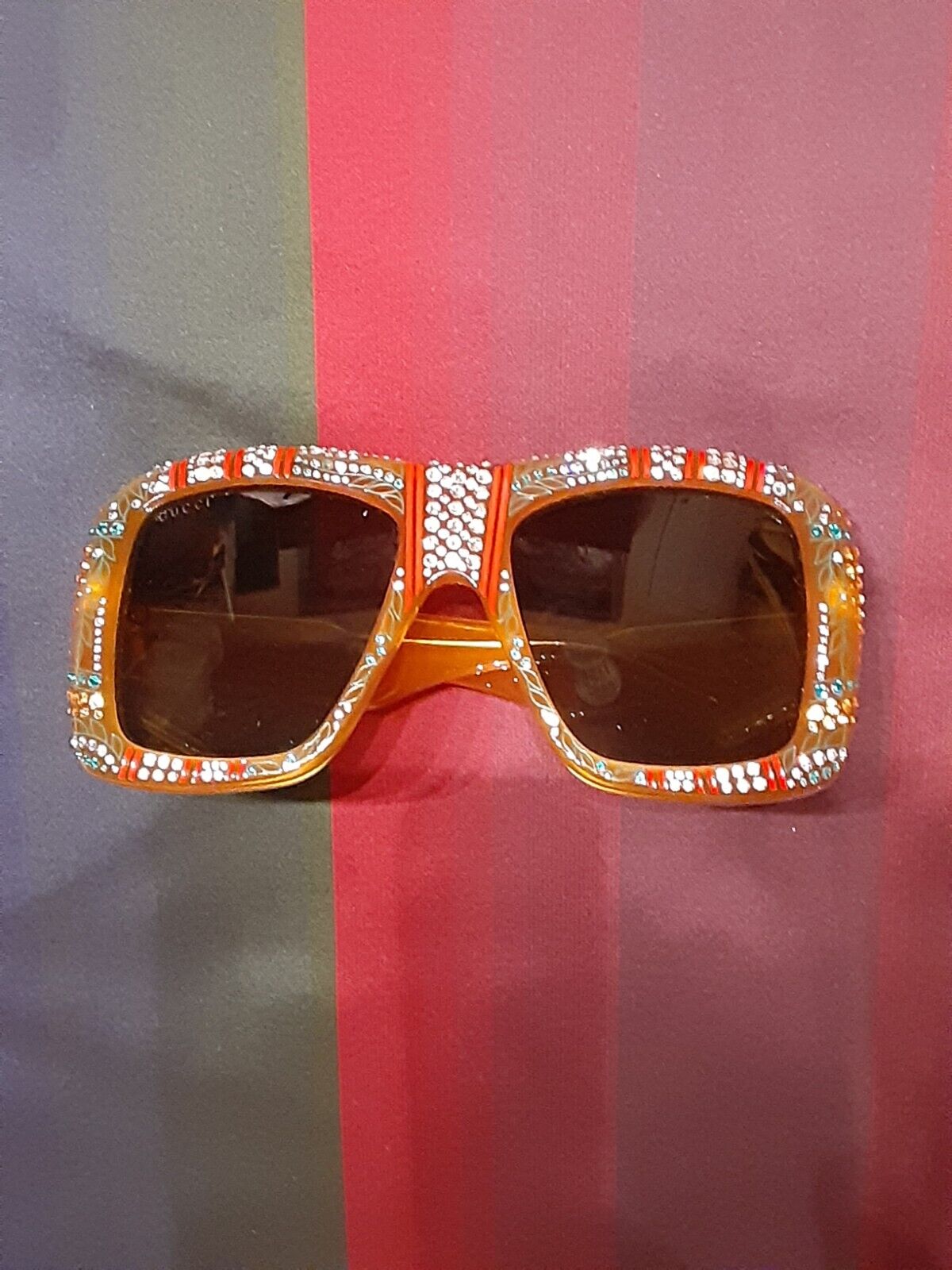 GUCCI ITALY RARE SOLD OUT HOLLYWOOD FOREVER OVERSIZED SQUARE CRYSTAL SUNGLASSES