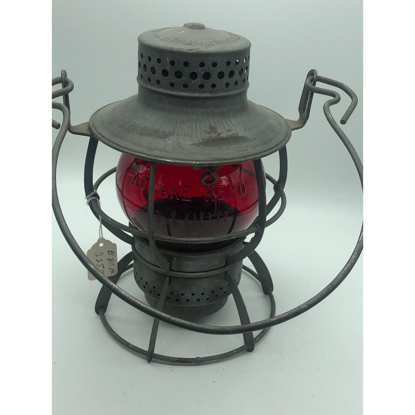Antique Dressel Arlington B & ORR etched Red Globe Railroad Lantern