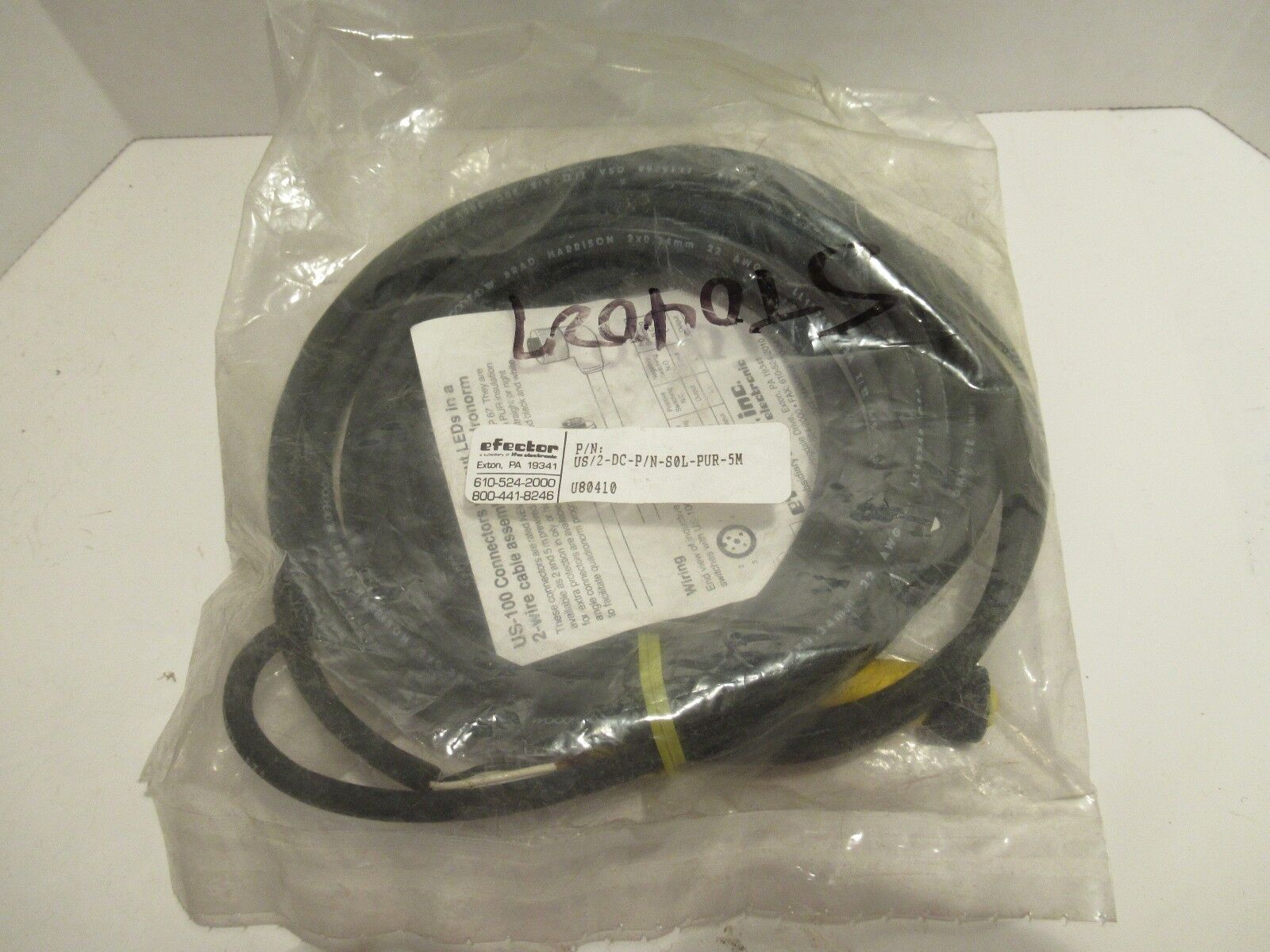 IFM / EFECTOR US/2-DC-P/N-S0L-PUR-5M 4PIN 2 WIRE FEMALE CORDSET NEW 