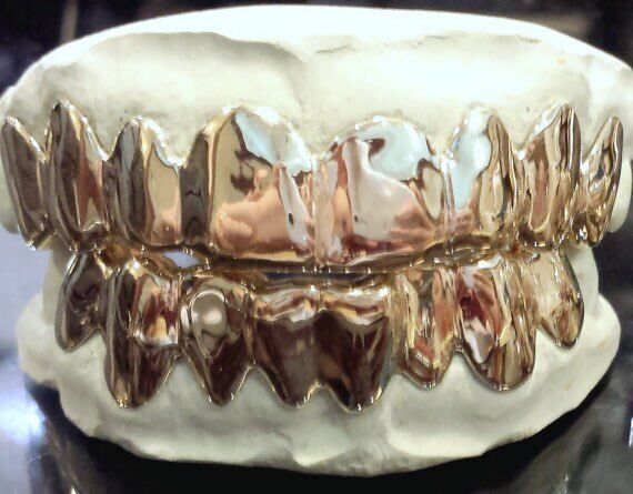 10K 14K Solid White Gold Custom fit Plain REAL Gold Grill Grillz Gold Teeth