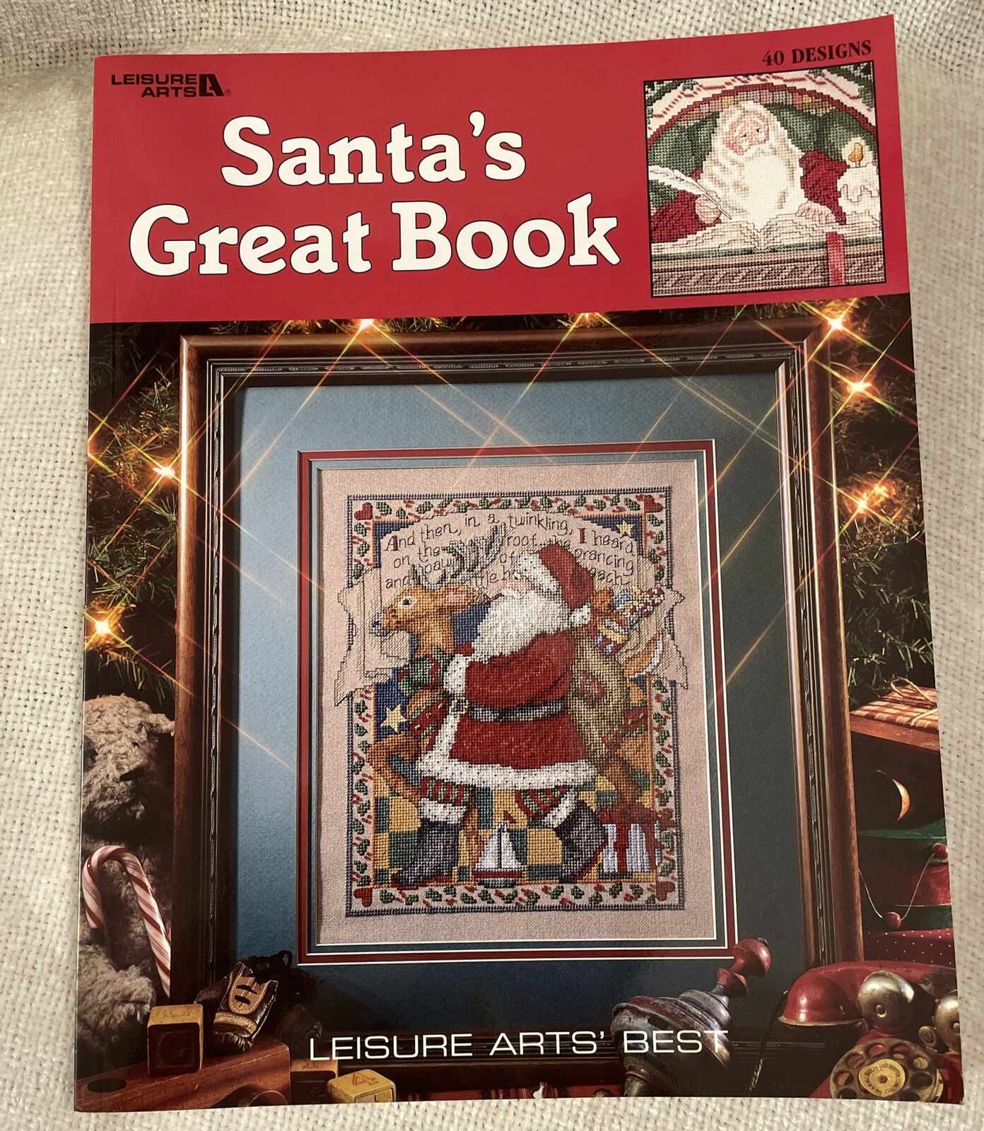 1996 Leisure Arts 2840 Santa\'s Great Book Santa Claus 40 Cross Stitch Designs