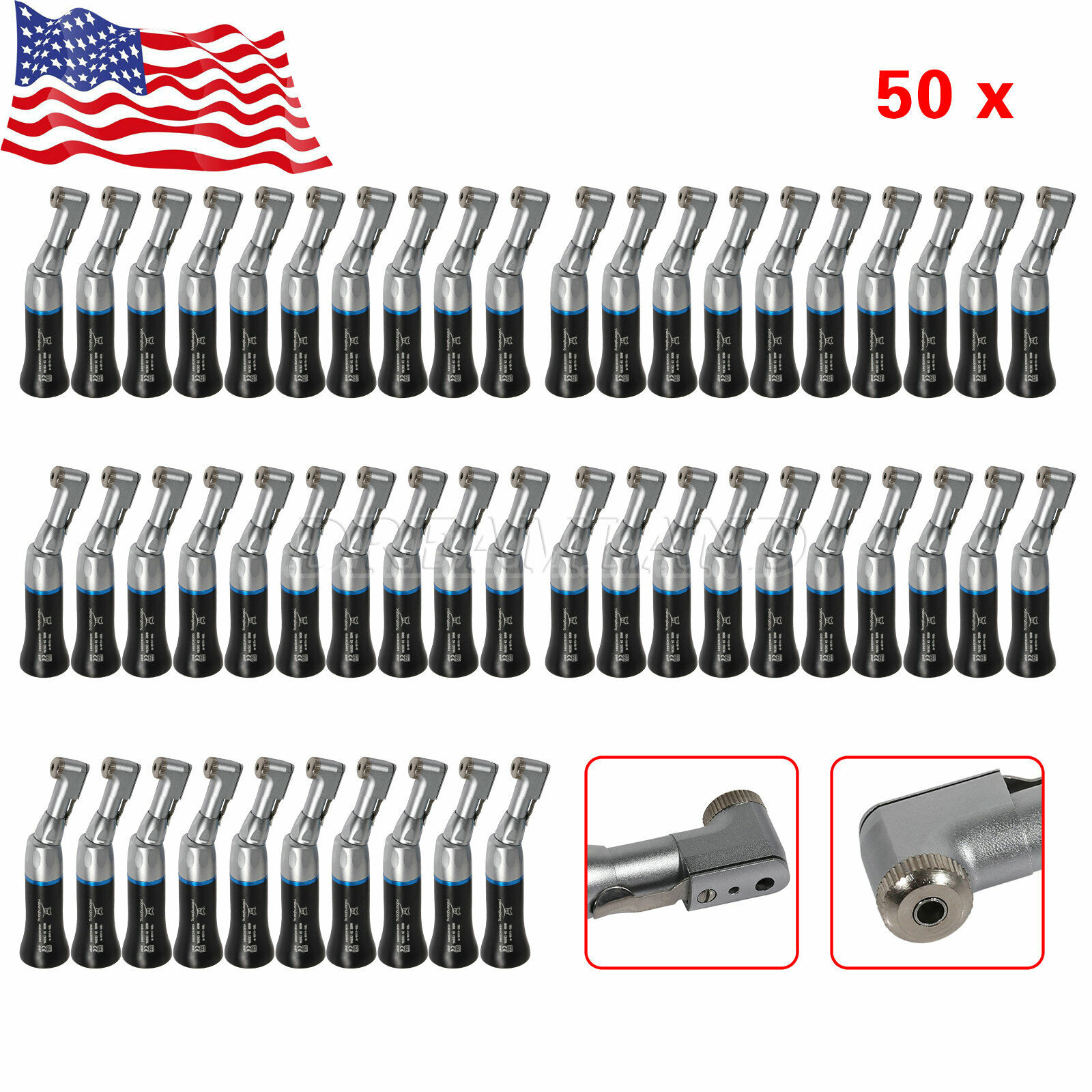 50pcs NSK Style Dental Slow Low Speed Handpiece Contra angle Latch Wrench BLACK