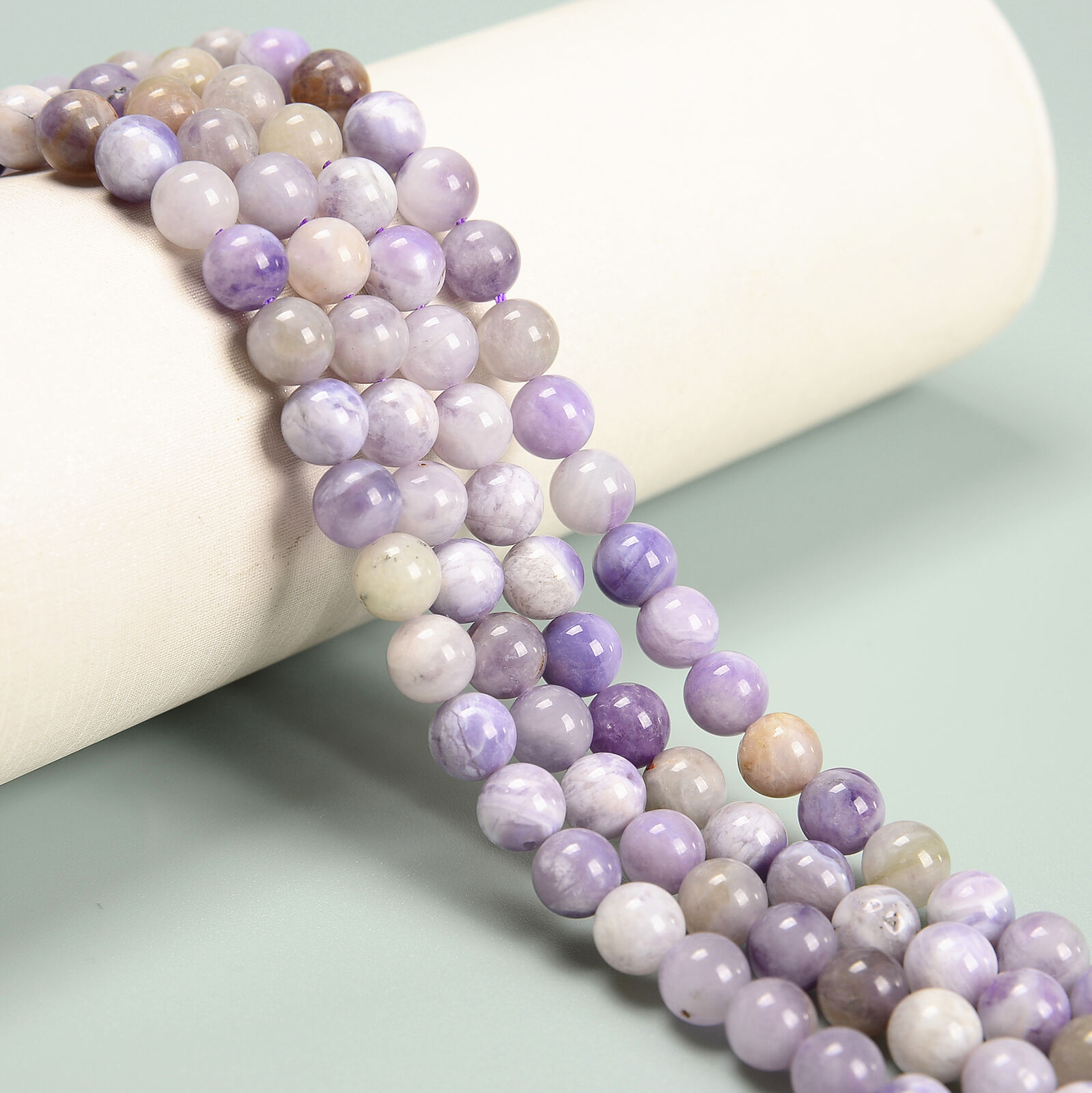 Multi Color Lavender Jade Smooth Round Beads 4mm 6mm 8mm 10mm 15.5\'\' Strand