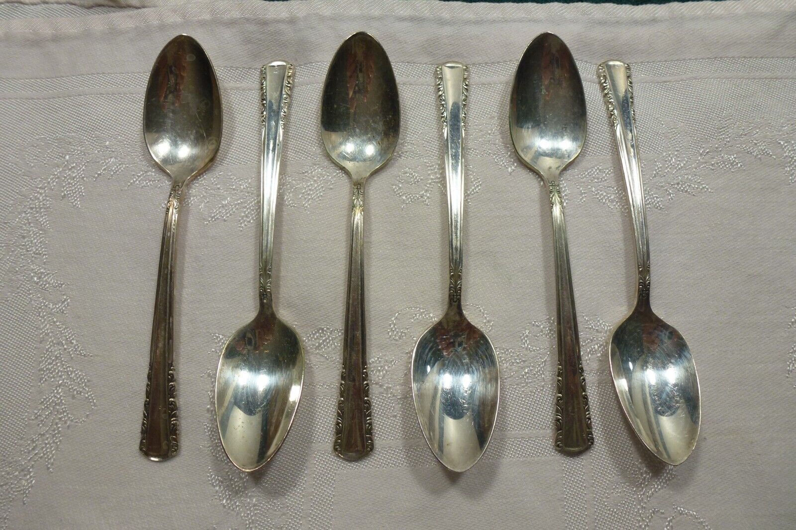 6 Vintage Holmes Edwards May Queen Demitasse Spoons Silver plate, 4 1/2 \
