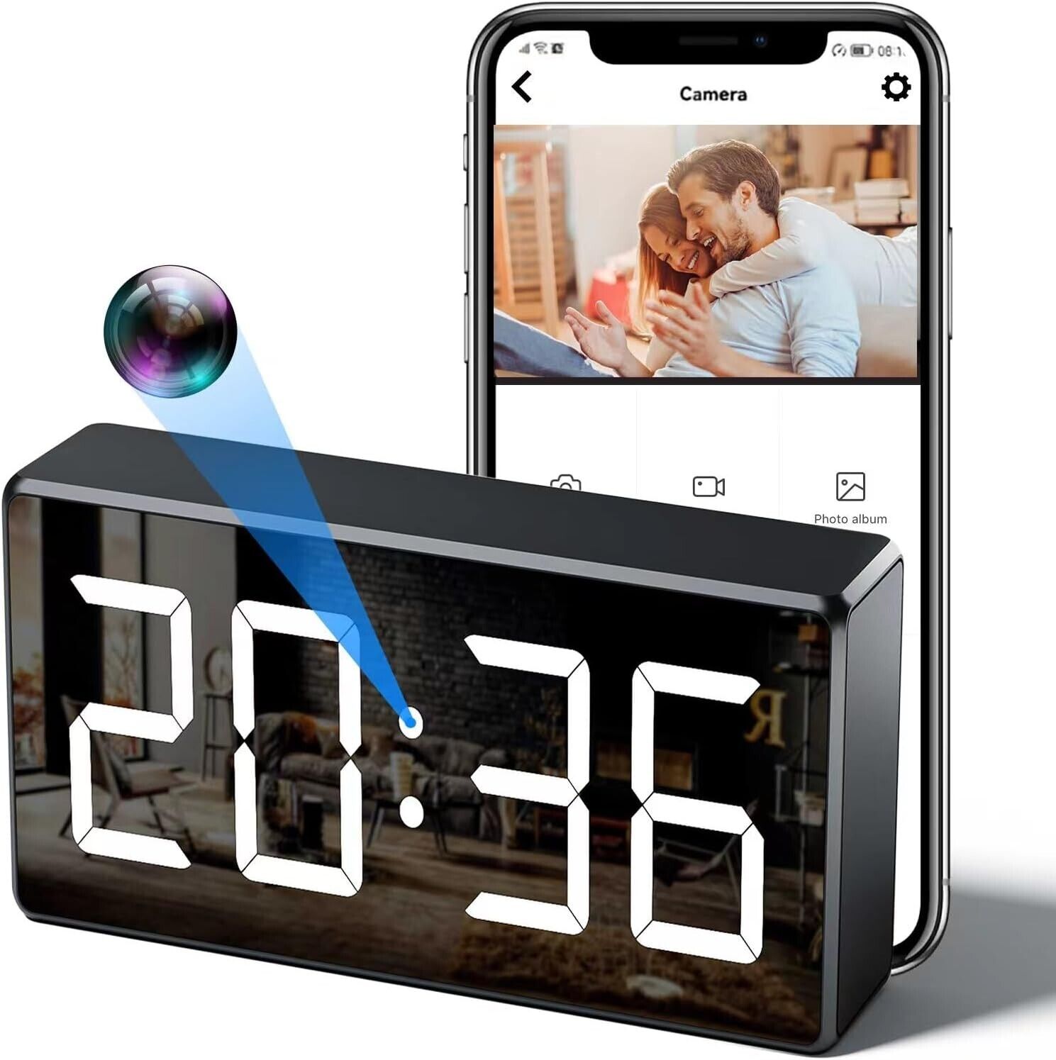Video Cameras Clock 4K HD Video Cameras with Motion Detection for Baby Monitors