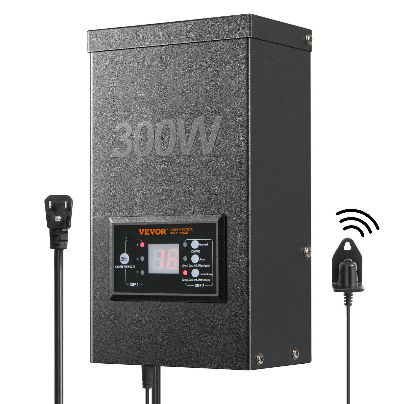 VEVOR 300W Low Voltage Landscape Transformer with Timer and Photocell Sensor