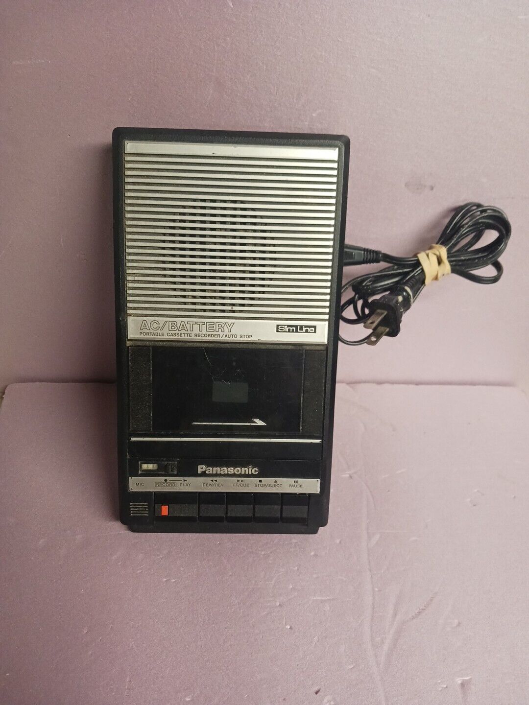 Vintage Panasonic RQ-2104 SlimLine Tape Cassette Recorder with Power Cord & Tape