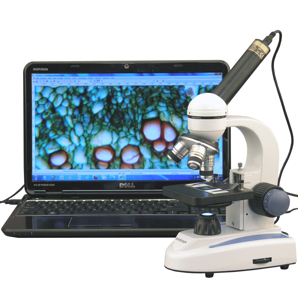 AmScope 40X-400X Student Microscope + 2MP USB Digital Imagery for Lab & Science