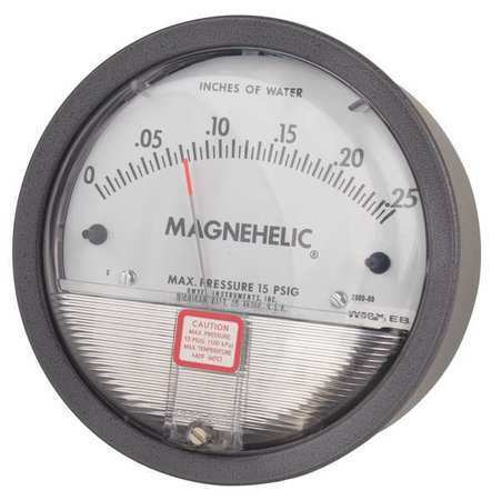 Dwyer Instruments 2000-00 Dwyer Magnehelic Pressure Gauge,0 To 0.25 In H2o