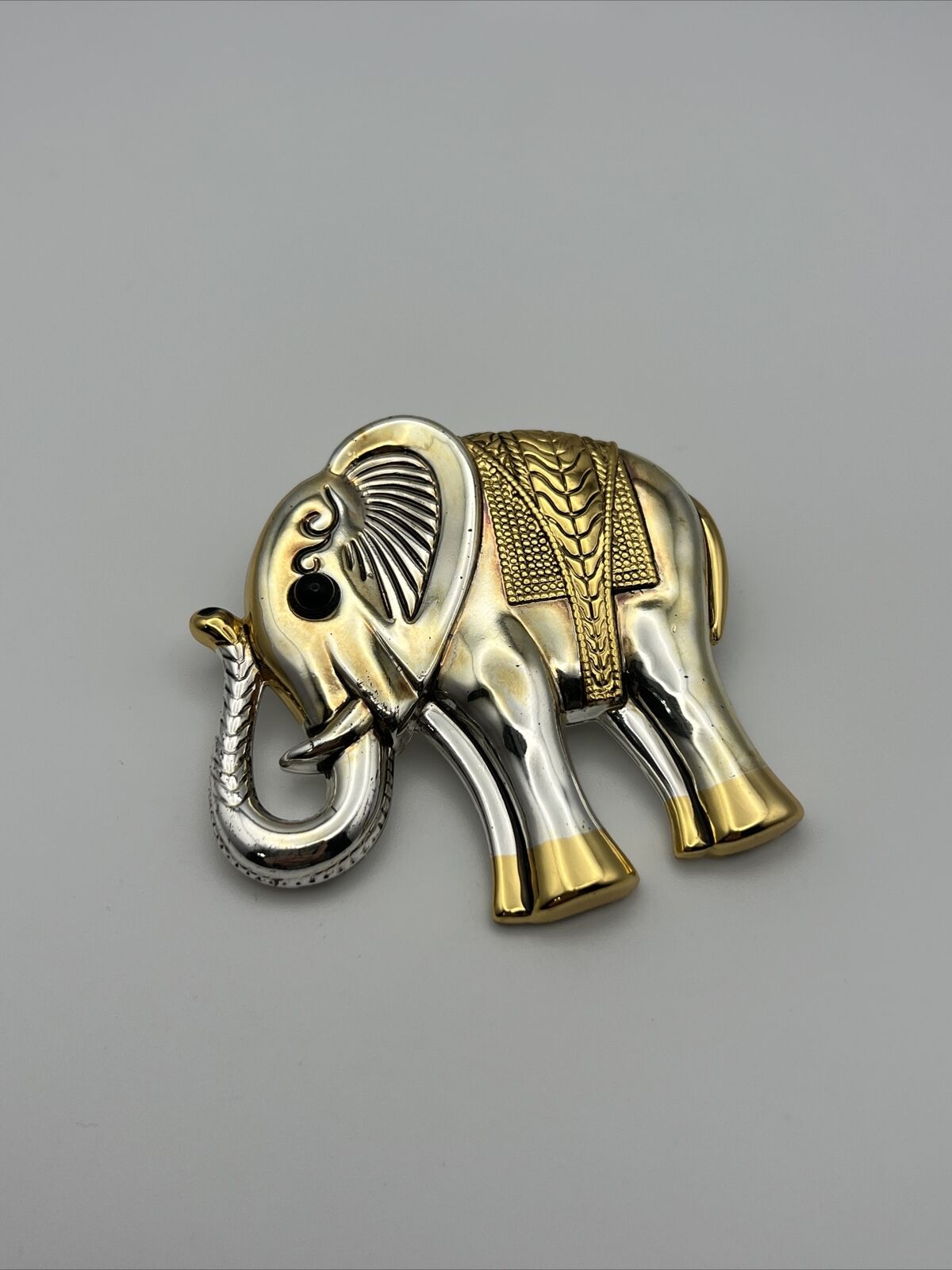 Best 1990’s Silver Tone & Gold Elephant Brooch