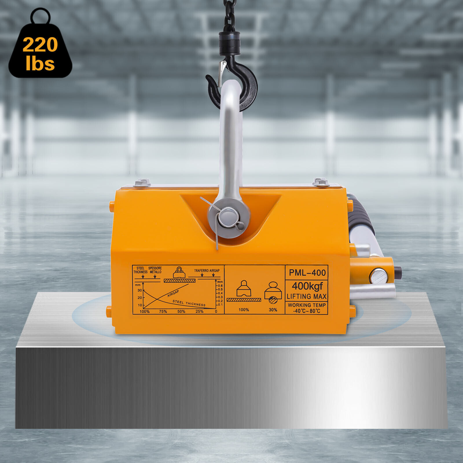 100KG~2000KG Steel Lifting Magnet Magnetic Lifter Hoist Crane Lifting Tool