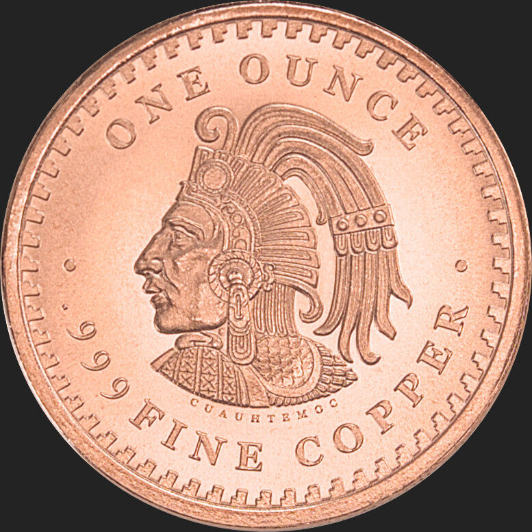 1 oz Aztec Calendar Copper Round .999 Fine Copper Bullion 1 AVDP Ounce