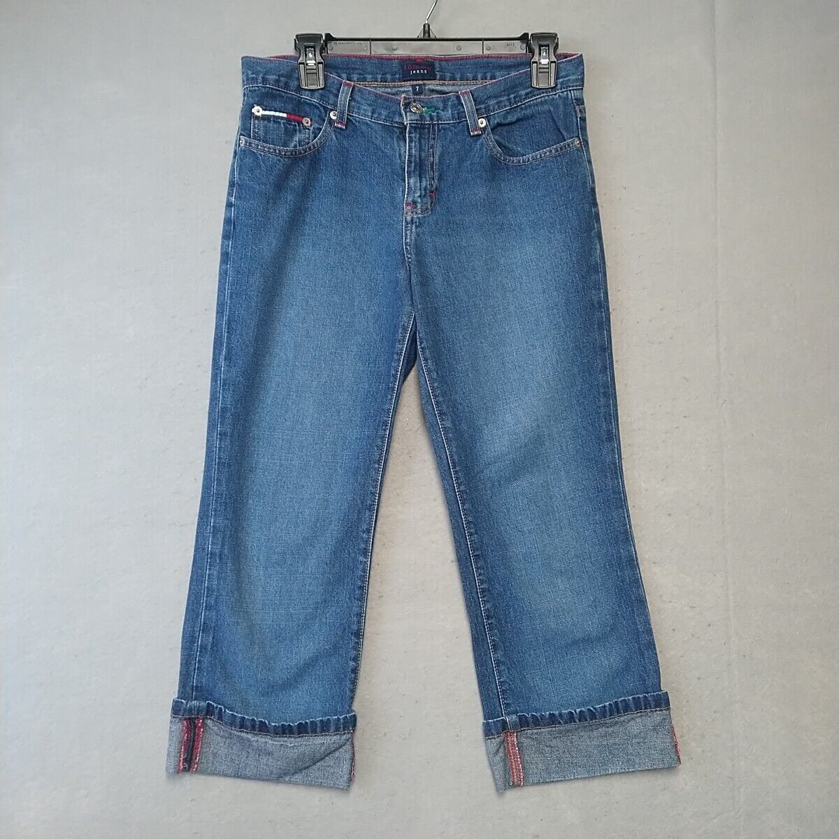 Vintage Y2K 2001 Tommy Jeans Womens Juniors 7 Blue Low Rise Crop 100% Cotton