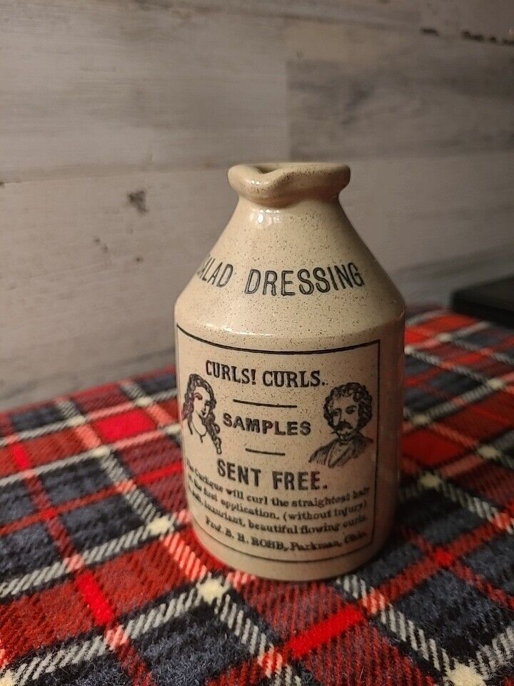VINTAGE SALAD DRESSING CROCK WITH ADVERTISING MADE IN ENGLAND