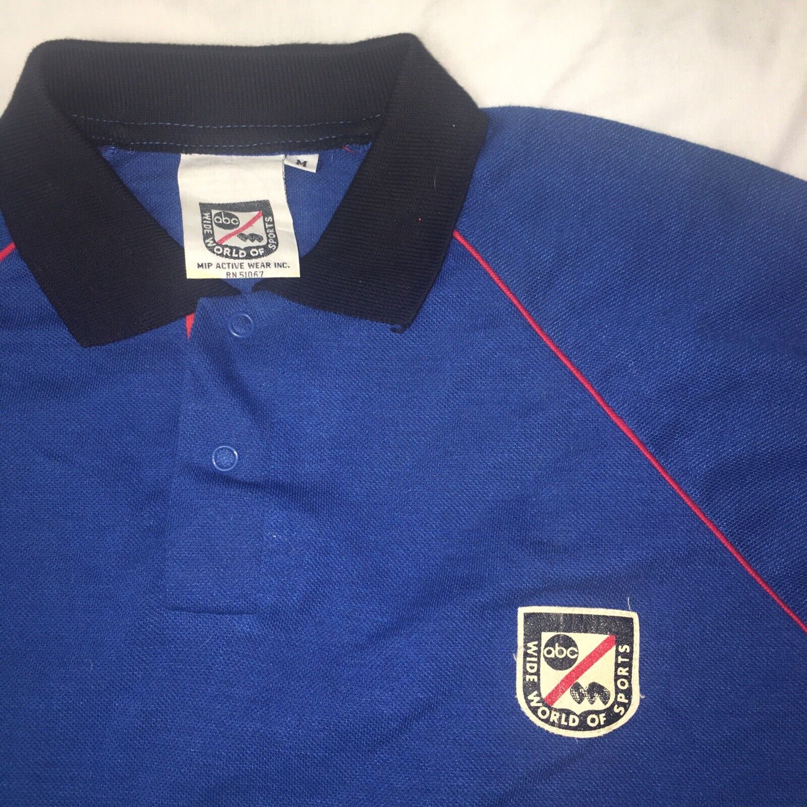1980\'s VTG ABC Wide World of Sports Blue  Collared Shirt  Vintage Size Medium M