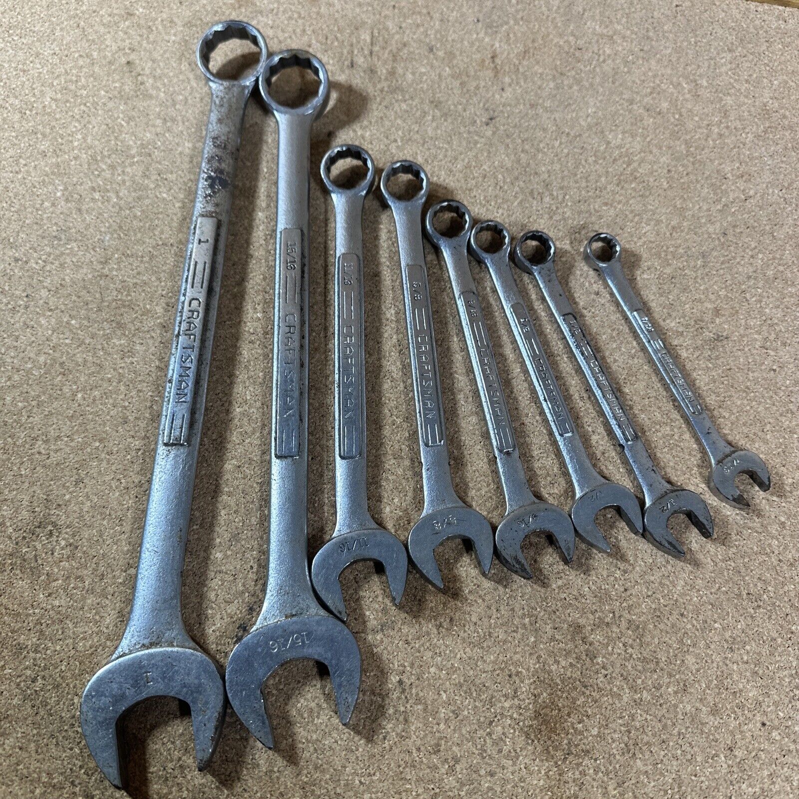Early Craftsman USA SAE Combination Wrench 8 Pc. Set 7/16” - 1” Inch V Series