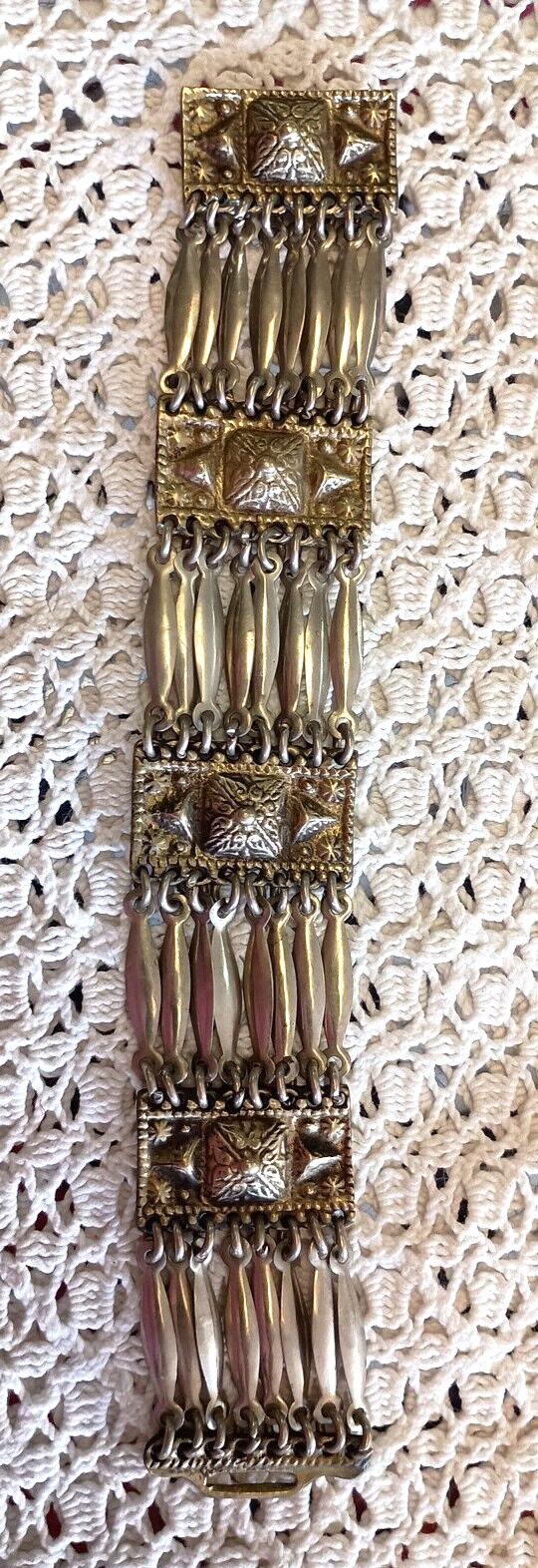 Vintage Taxco Mexico sterling silver wide southwestern Aztec bracelet Stunning