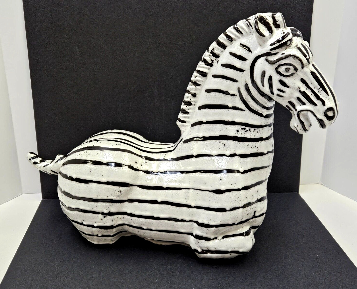 Large Mid Century Modern Italian Style Pottery Zebra Sculpture Figure Raymor?
