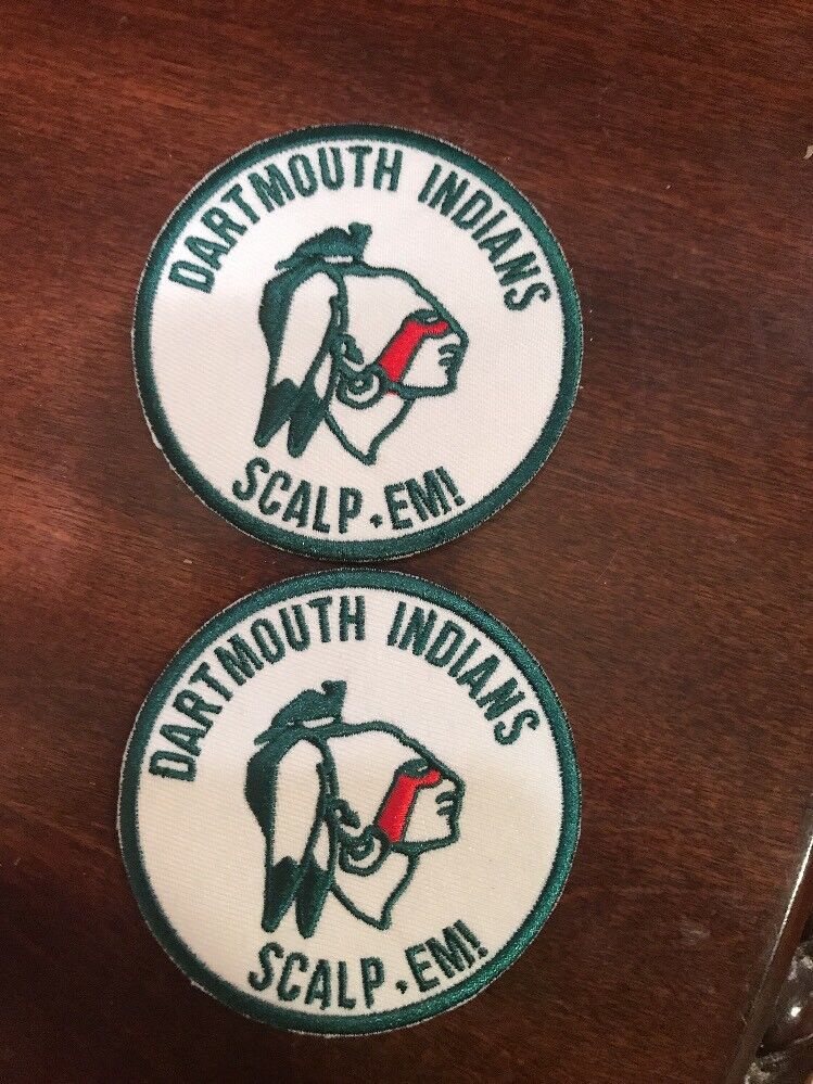 2 - Dartmouth College big green vintage embroidered iron on patch LOT 3” x 3”